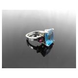 .925 Sterling Silver Topaz and Garnet Crystal Ring Size 5.75