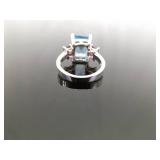 .925 Sterling Silver Topaz and Garnet Crystal Ring Size 5.75