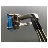 .925 Sterling Silver Topaz and Garnet Crystal Ring Size 5.75