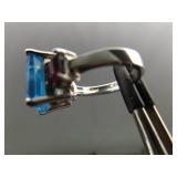 .925 Sterling Silver Topaz and Garnet Crystal Ring Size 5.75