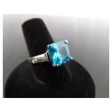 .925 Sterling Silver Topaz Ring Size 8