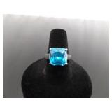 .925 Sterling Silver Topaz Ring Size 8