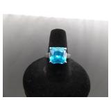 .925 Sterling Silver Topaz Ring Size 8
