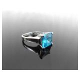 .925 Sterling Silver Topaz Ring Size 8