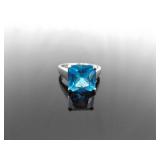 .925 Sterling Silver Topaz Ring Size 8