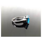 .925 Sterling Silver Topaz Ring Size 8