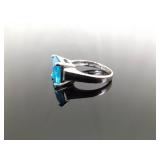.925 Sterling Silver Topaz Ring Size 8