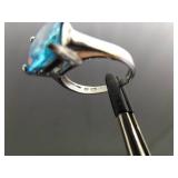 .925 Sterling Silver Topaz Ring Size 8