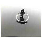 .925 Sterling Silver Malachite Cabochon Navajo Ring Size 6