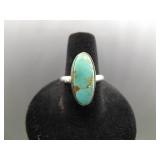.925 Sterling Silver Everett and Mary Teller Turquoise Navajo Ring Size 7.5