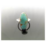.925 Sterling Silver Everett and Mary Teller Turquoise Navajo Ring Size 7.5