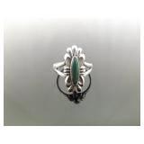 .925 Sterling Silver Green Turquoise Navajo Ring Size 6.5
