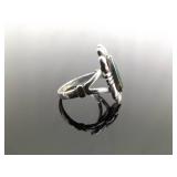 .925 Sterling Silver Green Turquoise Navajo Ring Size 6.5