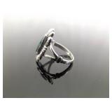.925 Sterling Silver Green Turquoise Navajo Ring Size 6.5