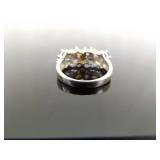 .925 Sterling Silver Multi Colored Gemstone Ring Size 8