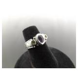 .925 Sterling Silver Amethyst and Peridot Ring Size 5