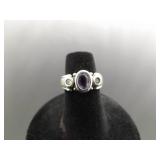 .925 Sterling Silver Amethyst and Peridot Ring Size 5