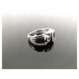 .925 Sterling Silver Amethyst and Peridot Ring Size 5