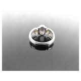 .925 Sterling Silver Amethyst and Peridot Ring Size 5