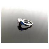 .925 Sterling Silver Amethyst and inlayed Opal Crystal Ring Size 7