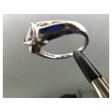 .925 Sterling Silver Amethyst and inlayed Opal Crystal Ring Size 7