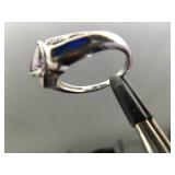 .925 Sterling Silver Amethyst and inlayed Opal Crystal Ring Size 7