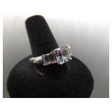 .925 Sterling Silver Mystic Quartz Crystal Ring Size 10