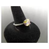 .925 Sterling Silver Mystic Citrine Crystal Ring Size 10