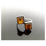 .925 Sterling Silver Baltic Amber Cabochons Ring Size 8