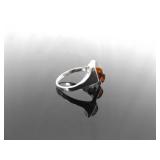 .925 Sterling Silver Baltic Amber Cabochons Ring Size 8