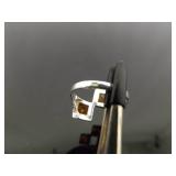 .925 Sterling Silver Baltic Amber Cabochons Ring Size 8