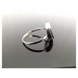 .925 Sterling Silver Inlayed Opal, Coral, and Onyx Hopi Ring Size 8.75