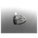 .925 Sterling Silver Inlayed Opal, Coral, and Onyx Hopi Ring Size 8.75