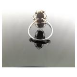 .925 Sterling Silver Black Onyx Cabochon Ring Size 7