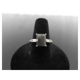 .925 Sterling Silver Gray Calcedony Ring Size 8