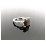 .925 Sterling Silver Gray Calcedony Ring Size 8