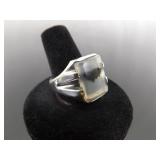 .925 Sterling Silver Moss Agate Ring Size 12.25