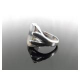 .925 Sterling Silver Moss Agate Ring Size 12.25