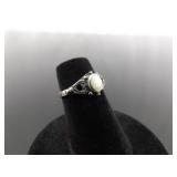 .925 Sterling Silver Inlayed Pearl Ring Size 4
