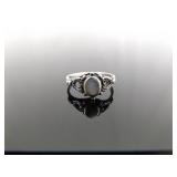 .925 Sterling Silver Inlayed Pearl Ring Size 4