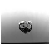 .925 Sterling Silver Inlayed Pearl Ring Size 4