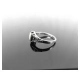 .925 Sterling Silver Inlayed Pearl Ring Size 4