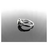 .925 Sterling Silver Inlayed Pearl Ring Size 4