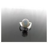 .925 Sterling Silver Inlayed Mother of Pearl Ring Size 6