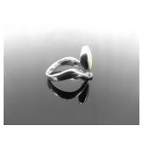 .925 Sterling Silver Inlayed Mother of Pearl Ring Size 6