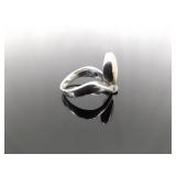 .925 Sterling Silver Inlayed Mother of Pearl Ring Size 6