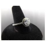.925 Sterling Silver Zirconia Solitaire Ring Size 9.25