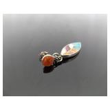 .925 Sterling Silver Multi Colored Inlayed Stone Hopi Dangle Hook Earrings