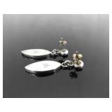 .925 Sterling Silver Multi Colored Inlayed Stone Hopi Dangle Hook Earrings