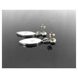 .925 Sterling Silver Multi Colored Inlayed Stone Hopi Dangle Hook Earrings